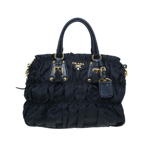 Prada Black Ruched Gaufre Bag 